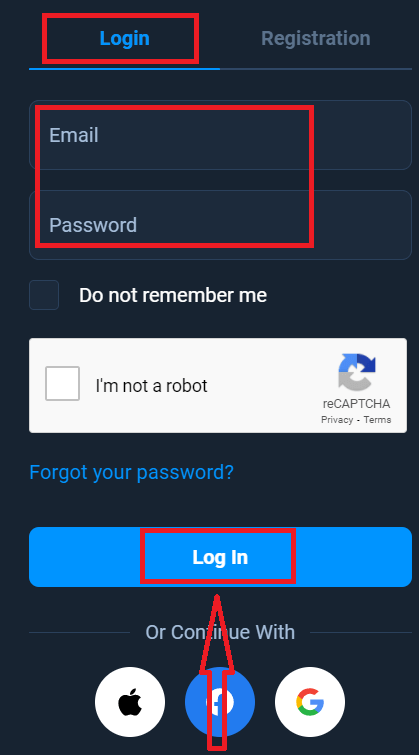 Processo de login e retirada da Olymptrade para saque da conta